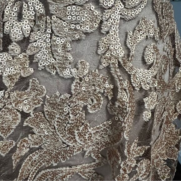 Dress the Population Fit & Flare Gold Lace Sequin Cocktail Mini Dress Size Small - Picture 8 of 8